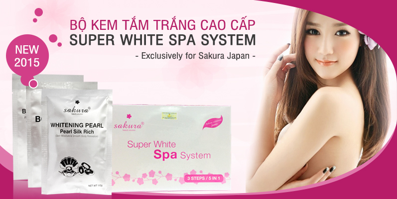 kem siêu tắm trắng cao cấp tiêu chuẩn Spa Sakura Super White Spa System.